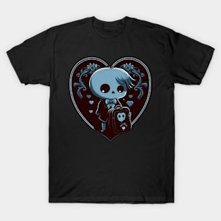 Ghost boy student Valentines day gothic style T-Shirt